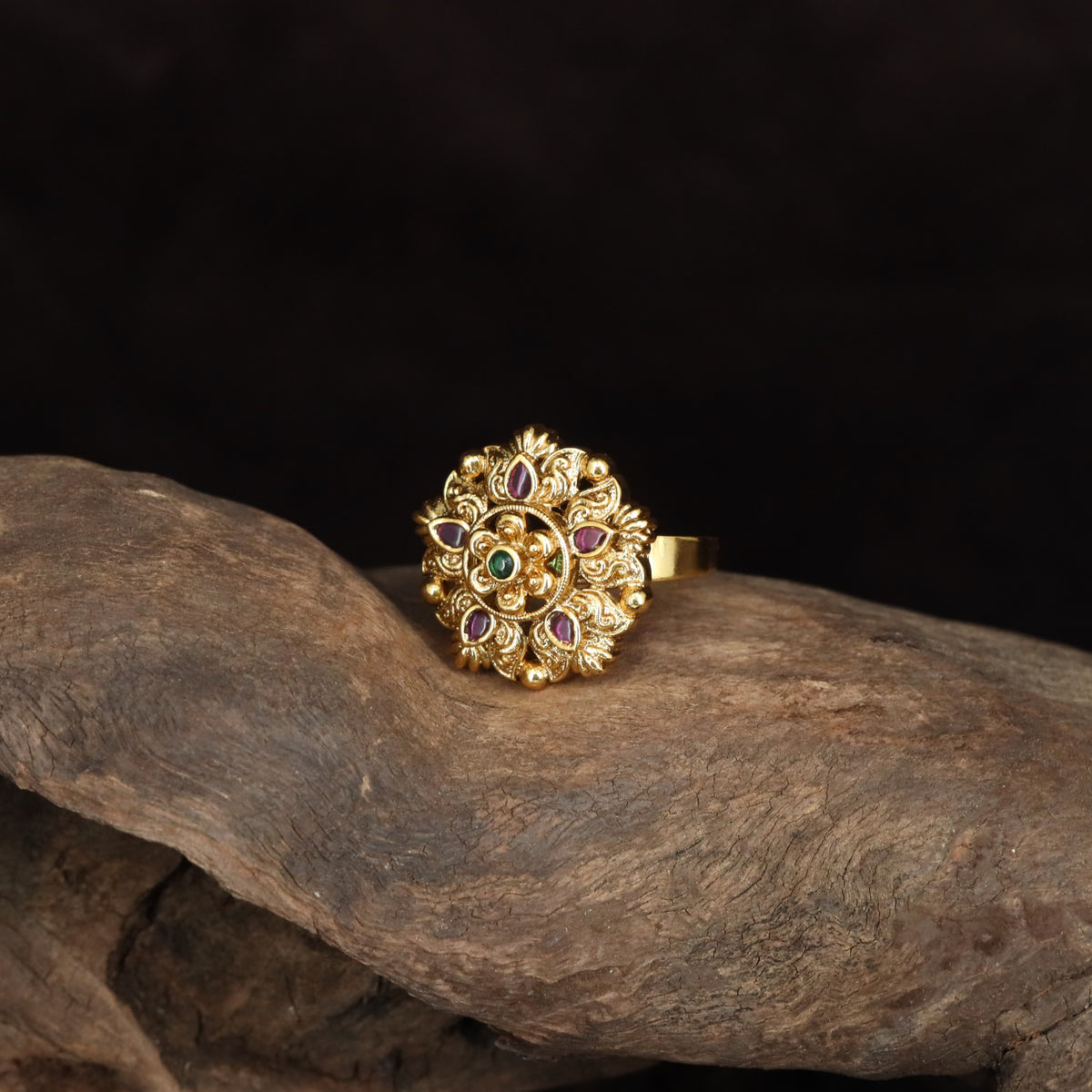 Antique Floral Ring with Paisley Motifs