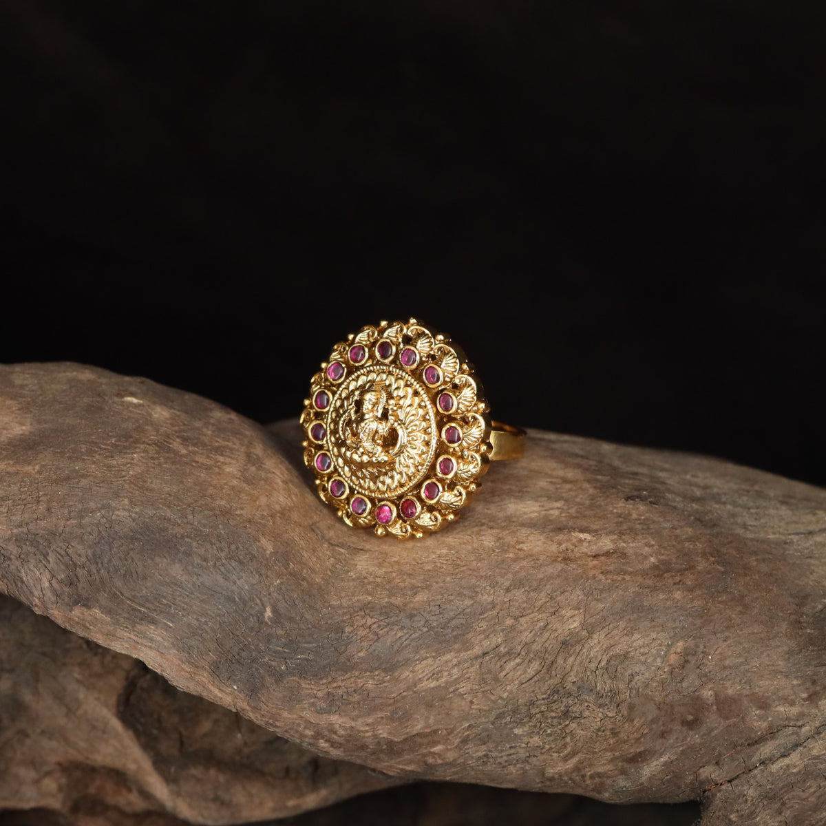 Antique Lakshmi Ring with Floral Border