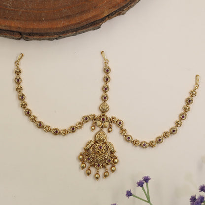 Antique Floral Headset with Hanging Drops