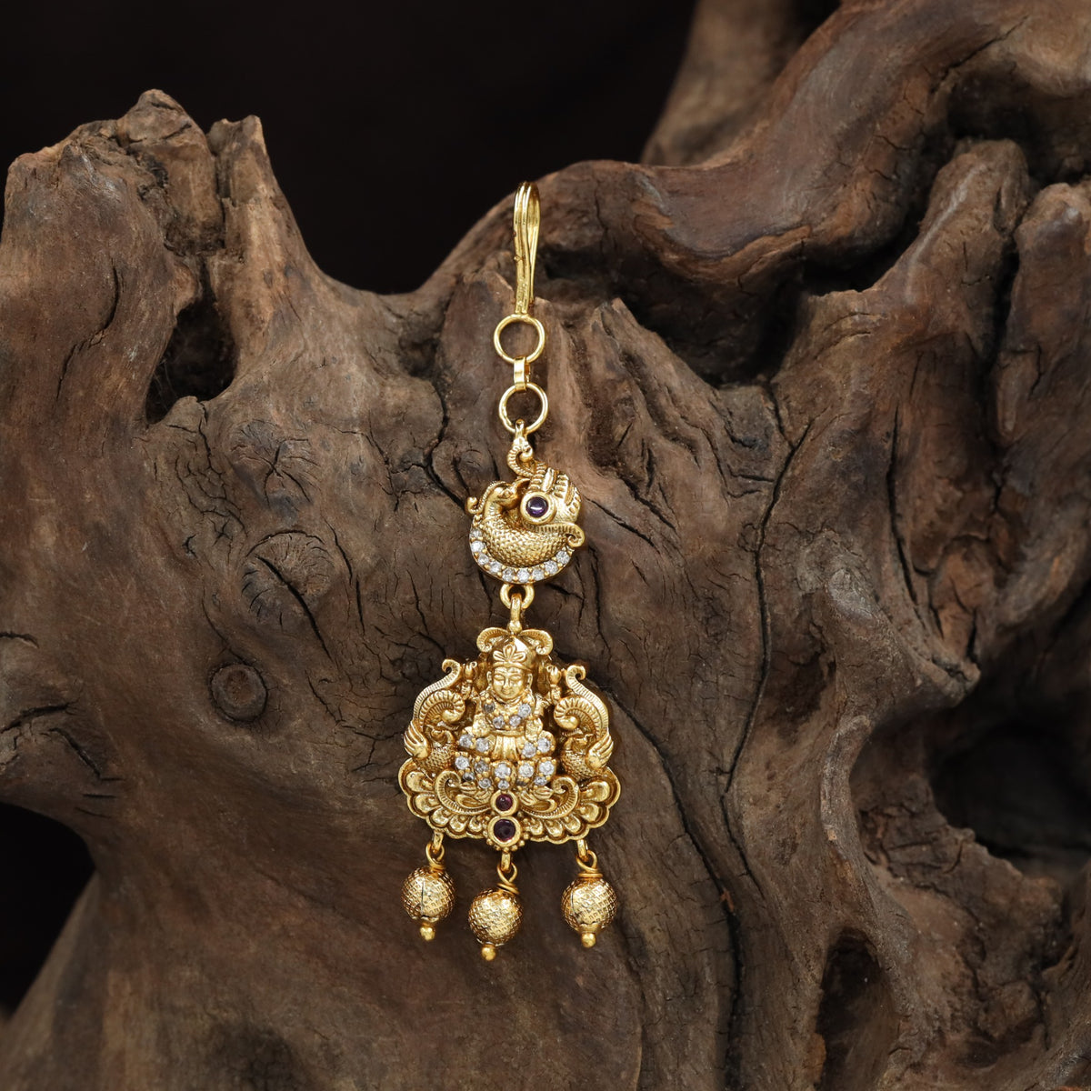 Antique Lakshmi Tikka with Lotus Motif