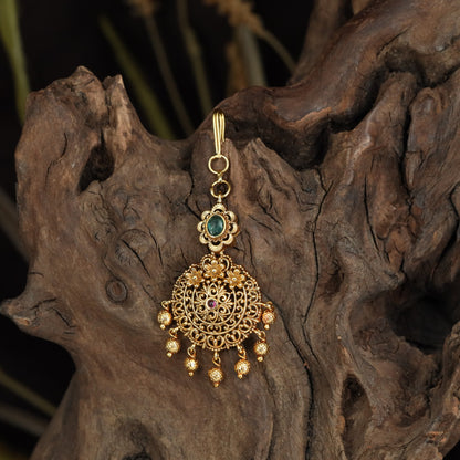 Antique Floral Tikka with Filigree Frame