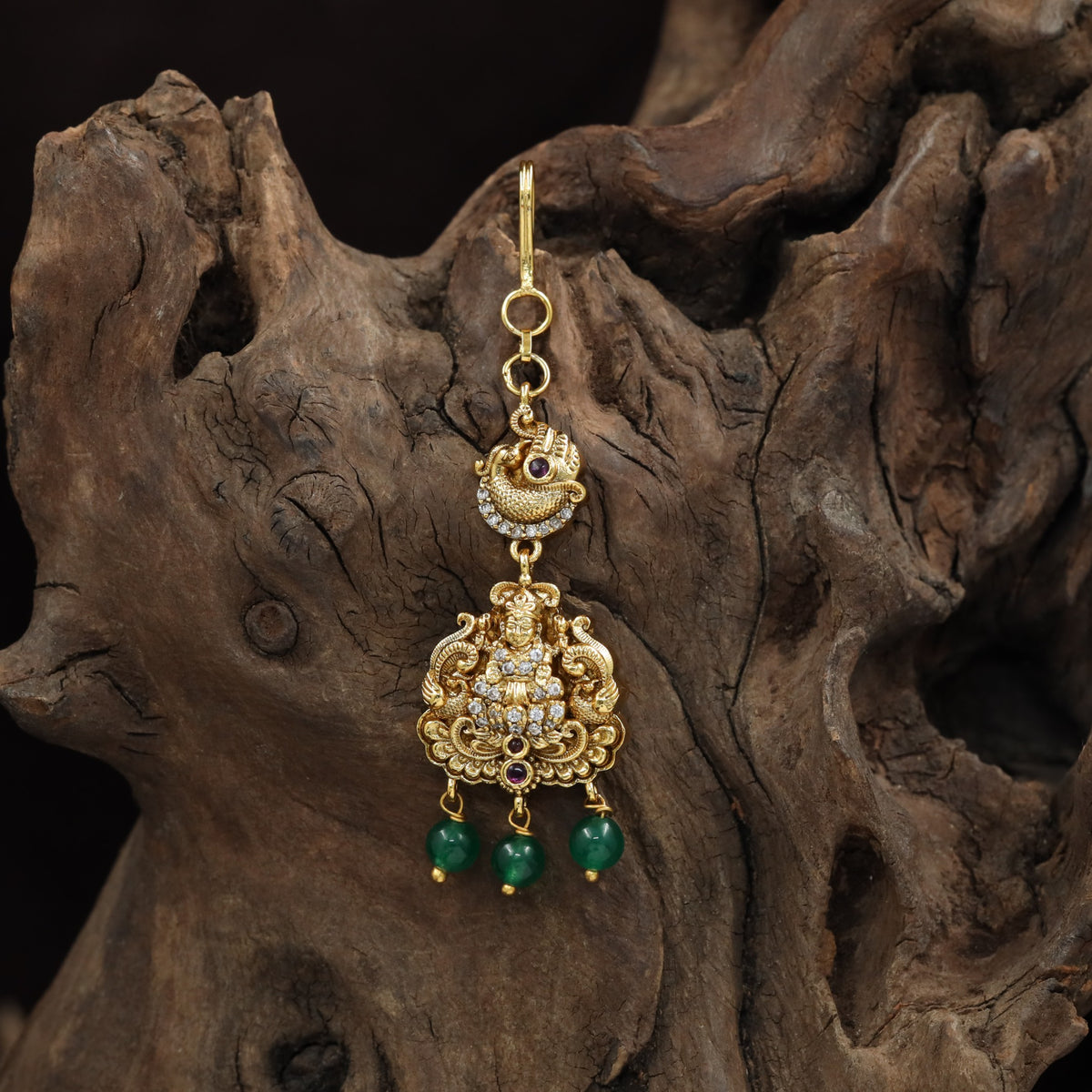 Antique Lakshmi Tikka with Lotus Motif