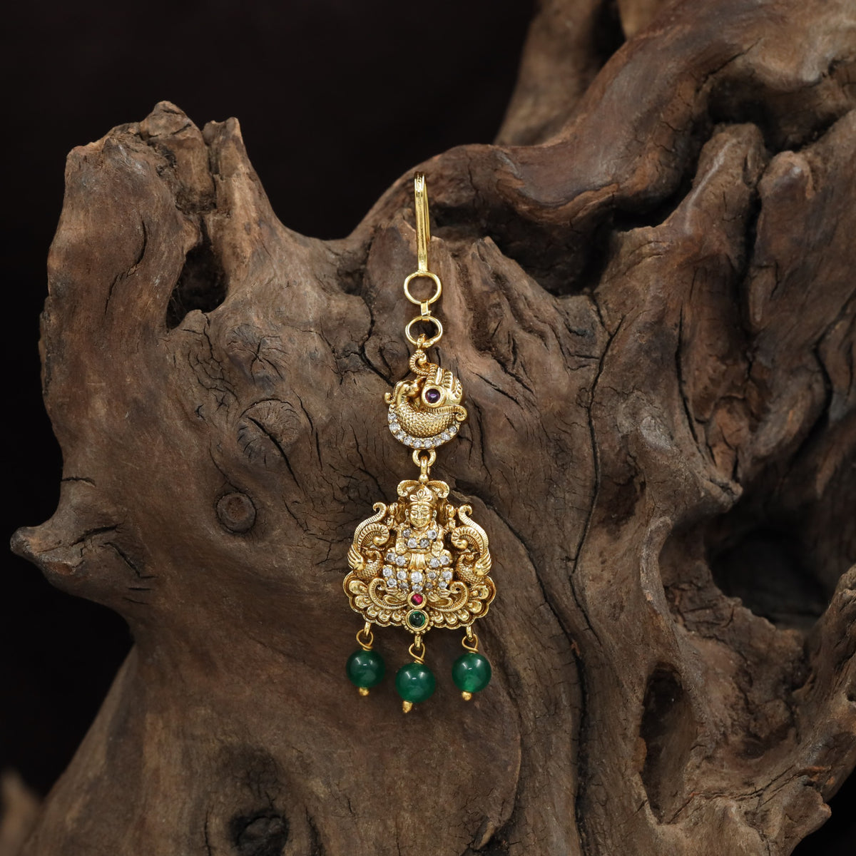 Antique Lakshmi Tikka with Lotus Motif