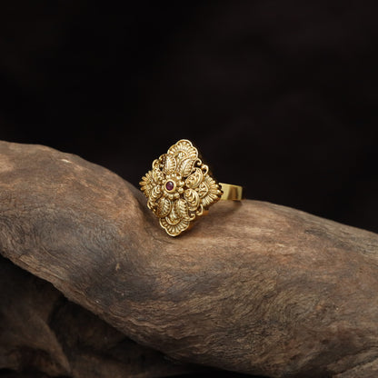 Antique Lotus Ring with Floral Motifs