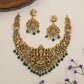 Antique Lakshmi Necklace  & Earrings with Peacock Motifs