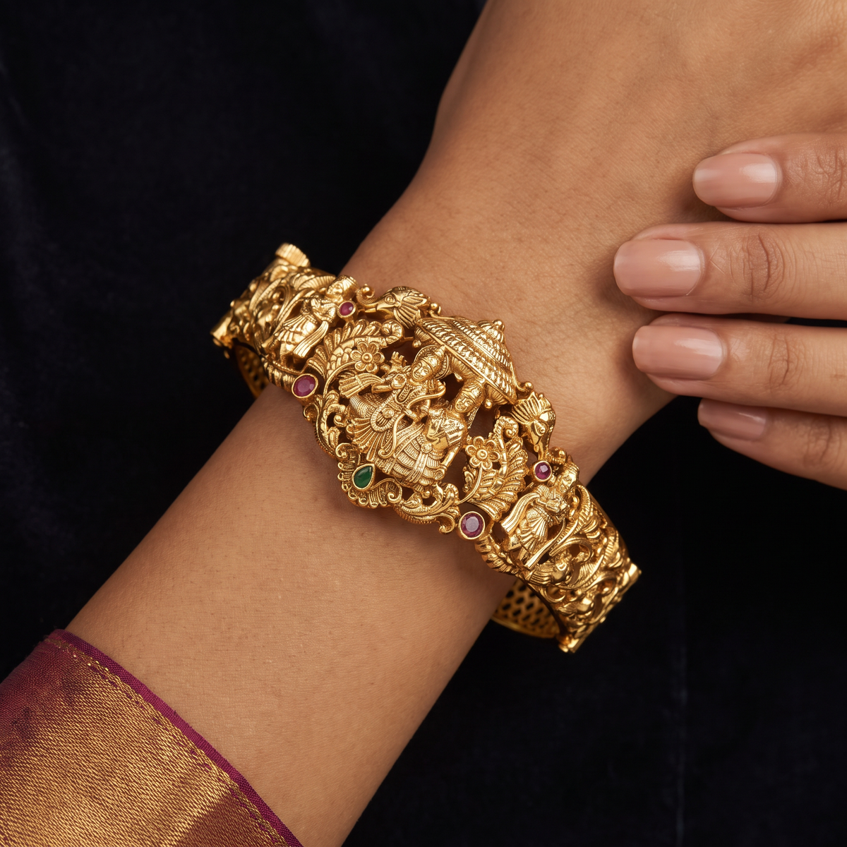 Antique Rama Sita & Kada with Sculpted Motifs