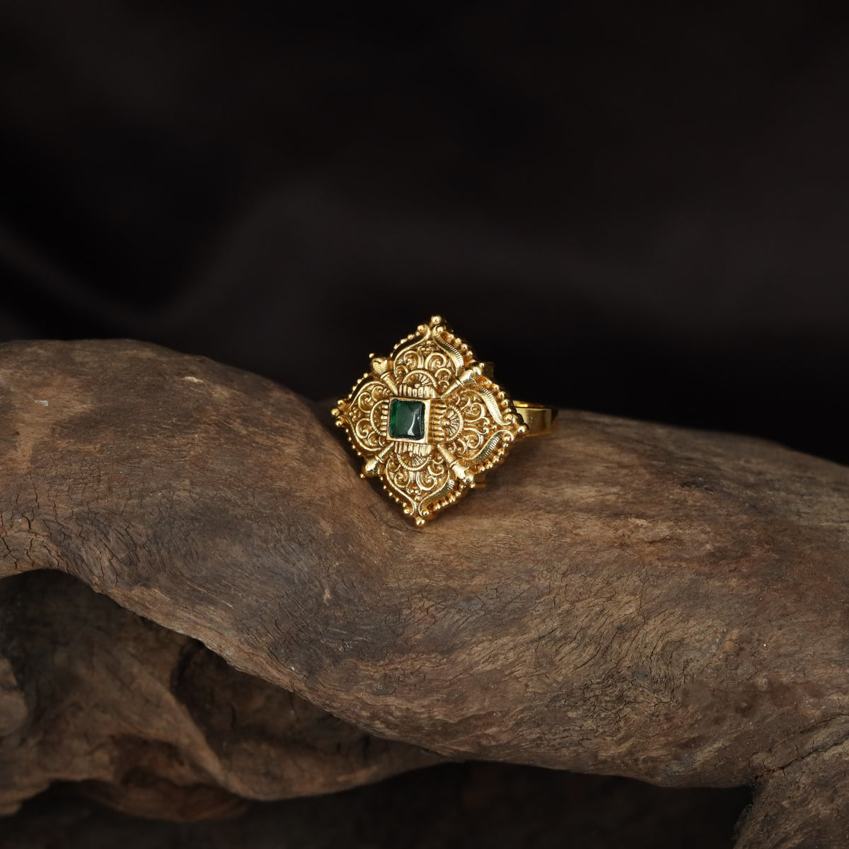 Antique Square Ring with Ornate Detailing