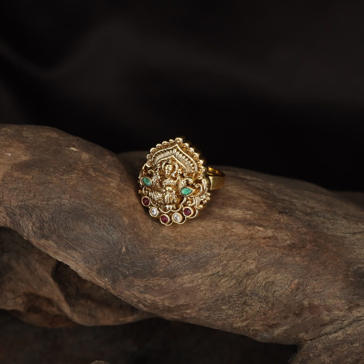 Antique Lakshmi Ring with Ornate Arch