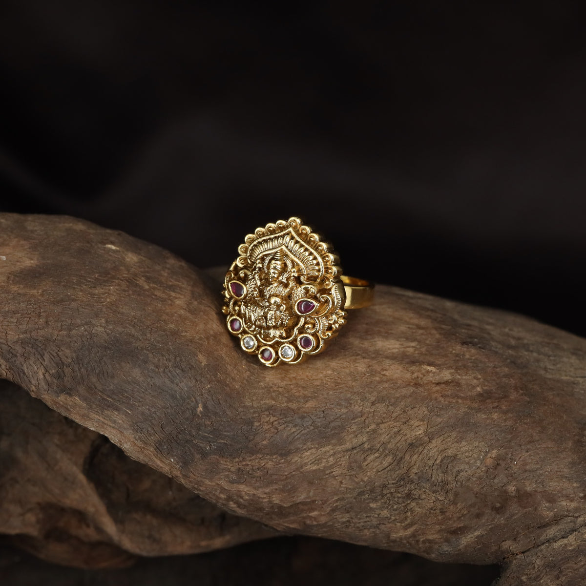 Antique Lakshmi Ring with Ornate Arch