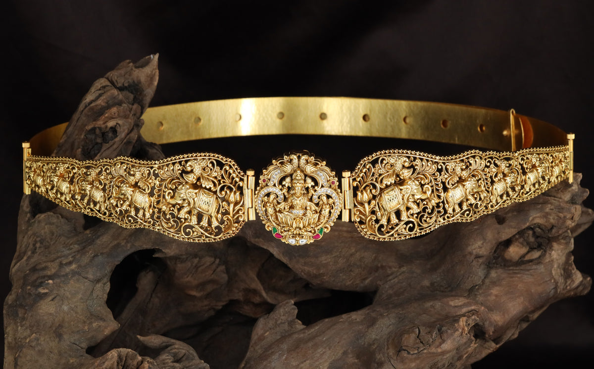 Antique Lakshmi Dabu with Elephant Motifs