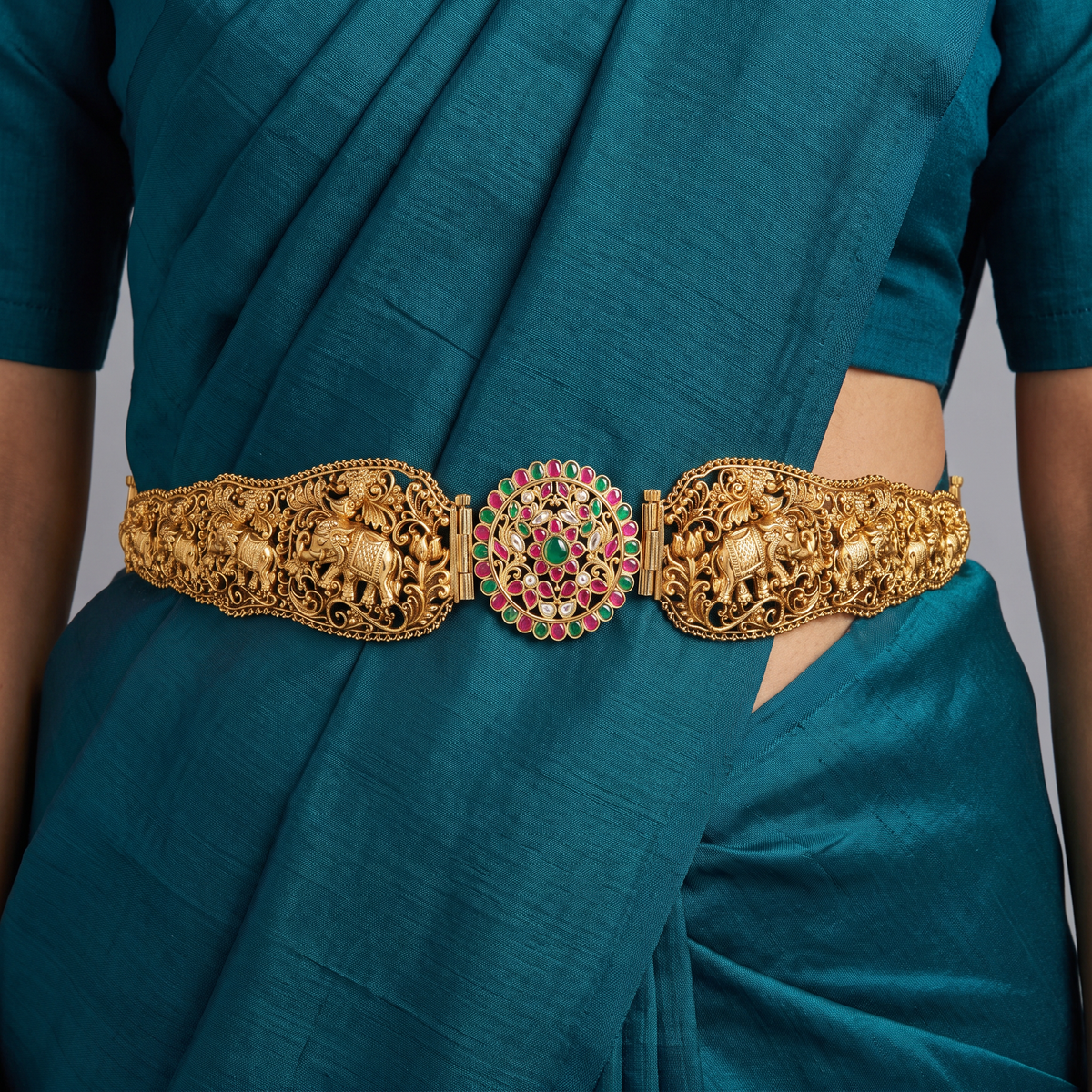 Antique Elephant Dabu with Central Medallion