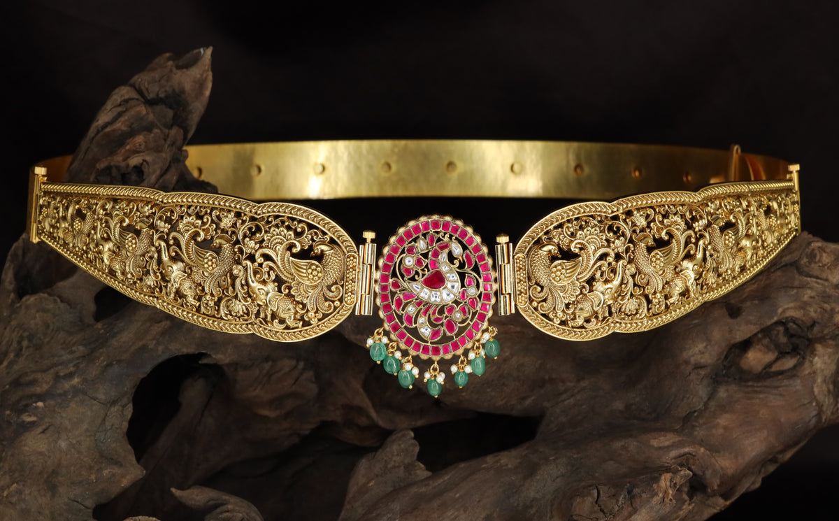 Antique Peacock Dabu with Central Medallion