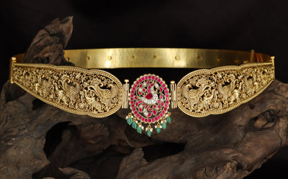Antique Peacock Dabu with Central Medallion