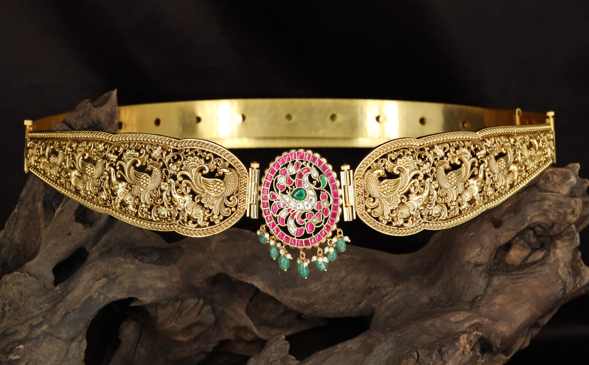 Antique Peacock Dabu with Central Medallion