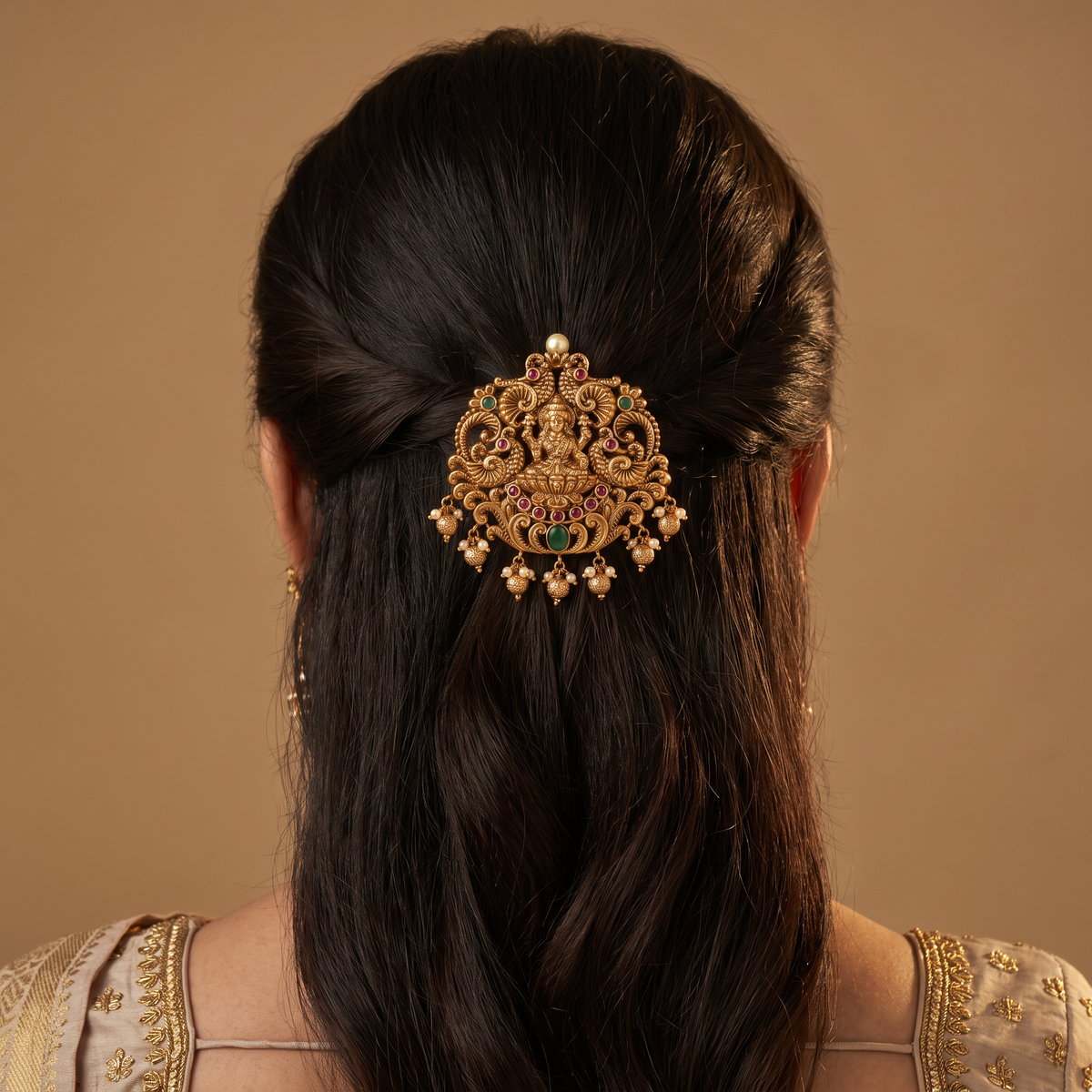 Antique Jade Bille with Lakshmi Lotus Motif