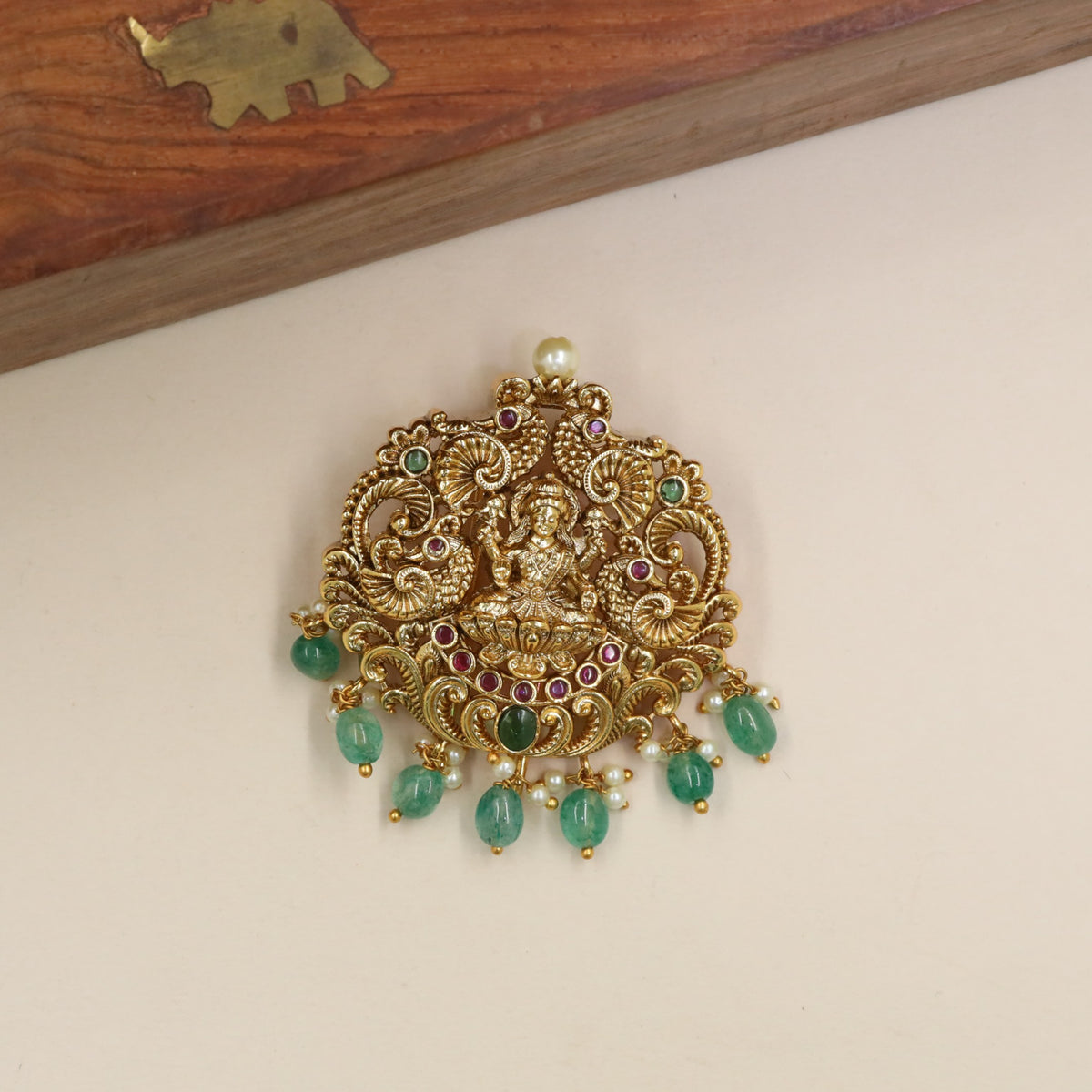 Antique Jade Bille with Lakshmi Lotus Motif