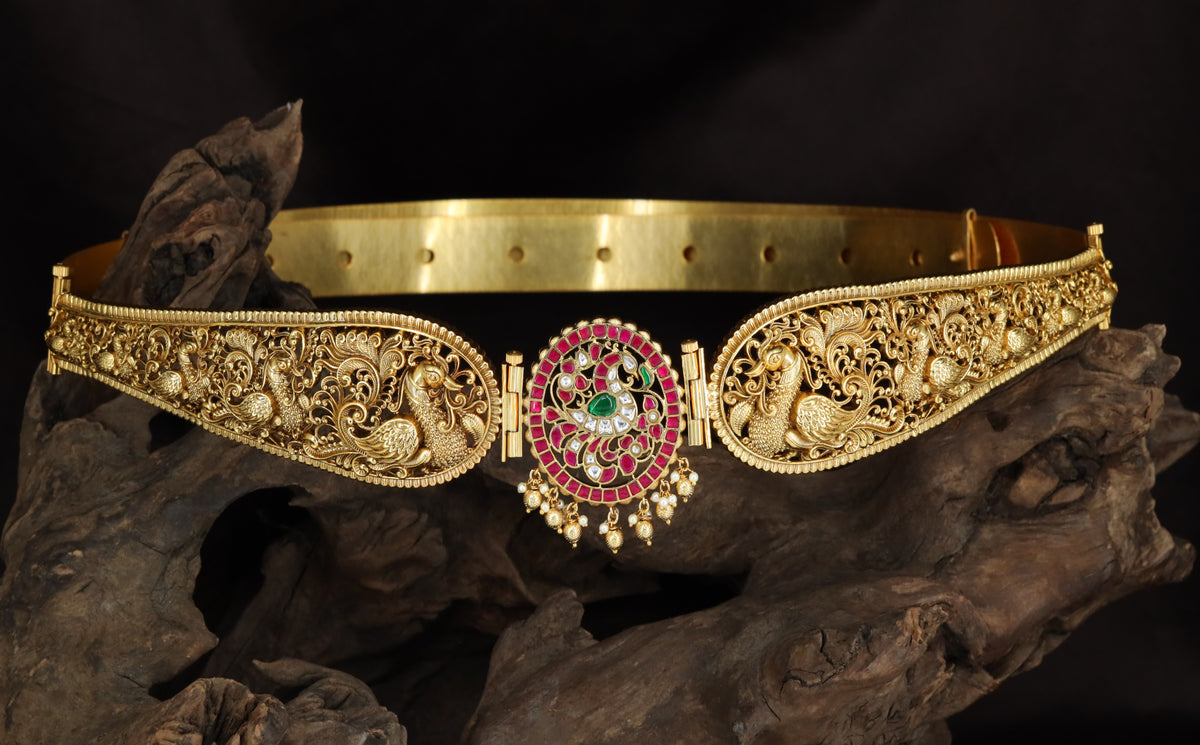 Antique Peacock Dabu with Central Medallion