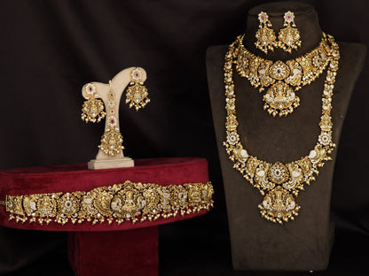 Antique Lakshmi Floral Jewellery Combo Set