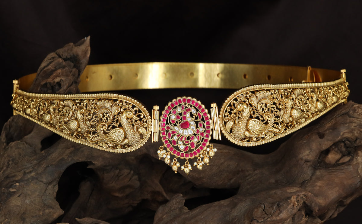 Antique Peacock Dabu with Central Medallion