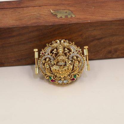 Antique Lakshmi Waist Belt Pendant With Lotus Detailing