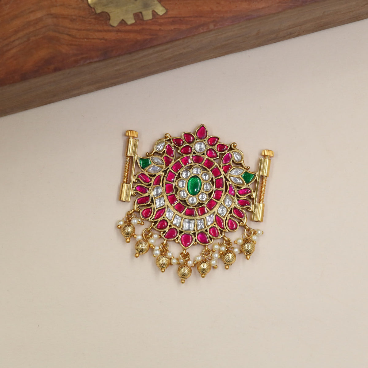 Antique Peacock Waist Belt Pendant with Floral Motifs