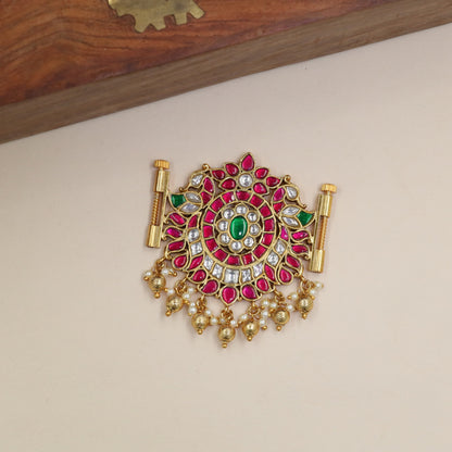 Antique Peacock Waist Belt Pendant with Floral Motifs