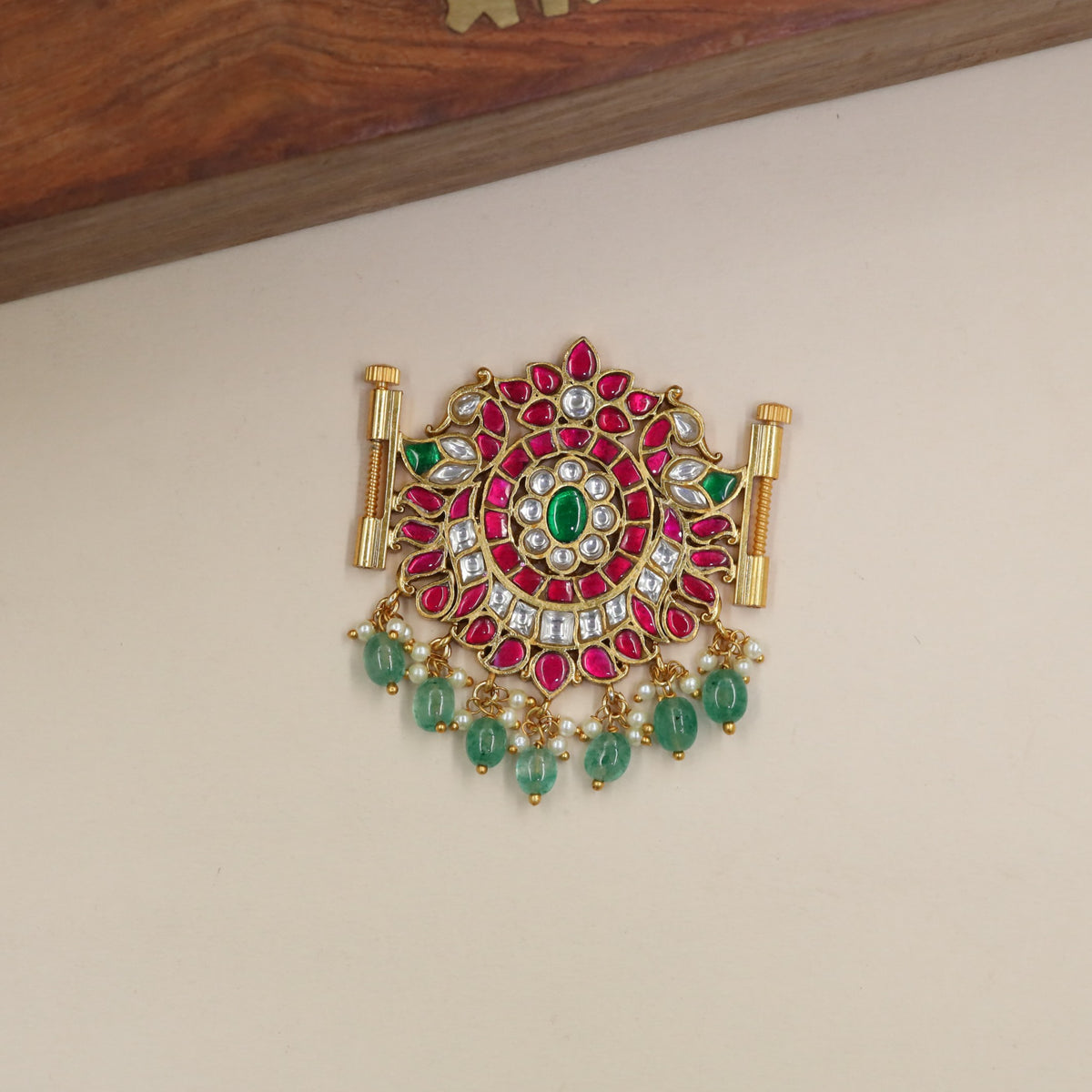 Antique Peacock Waist Belt Pendant with Floral Motifs