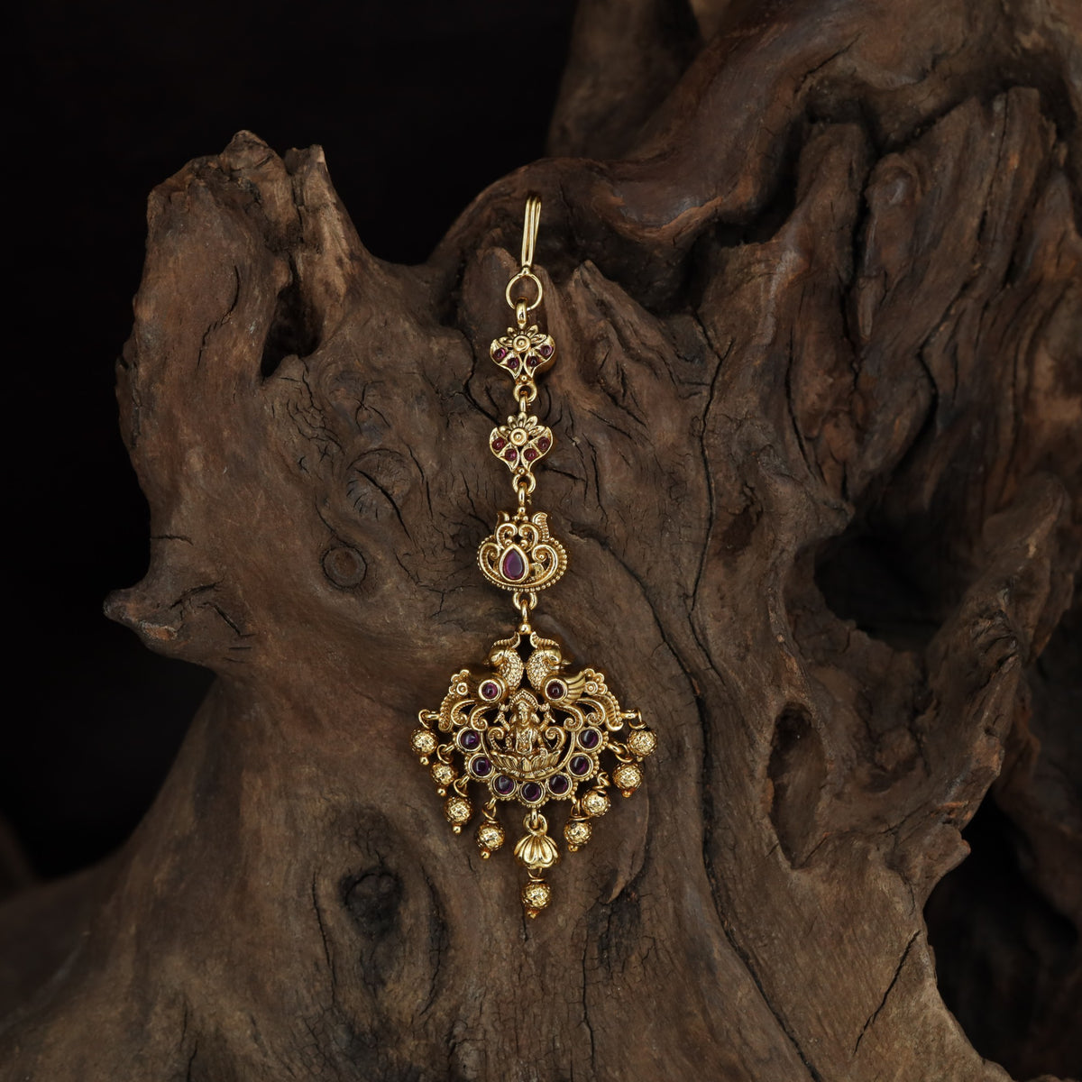Antique Lakshmi Tikka with Lotus Motif