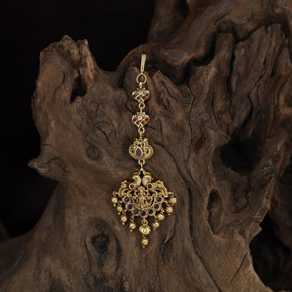 Antique Lakshmi Tikka with Lotus Motif