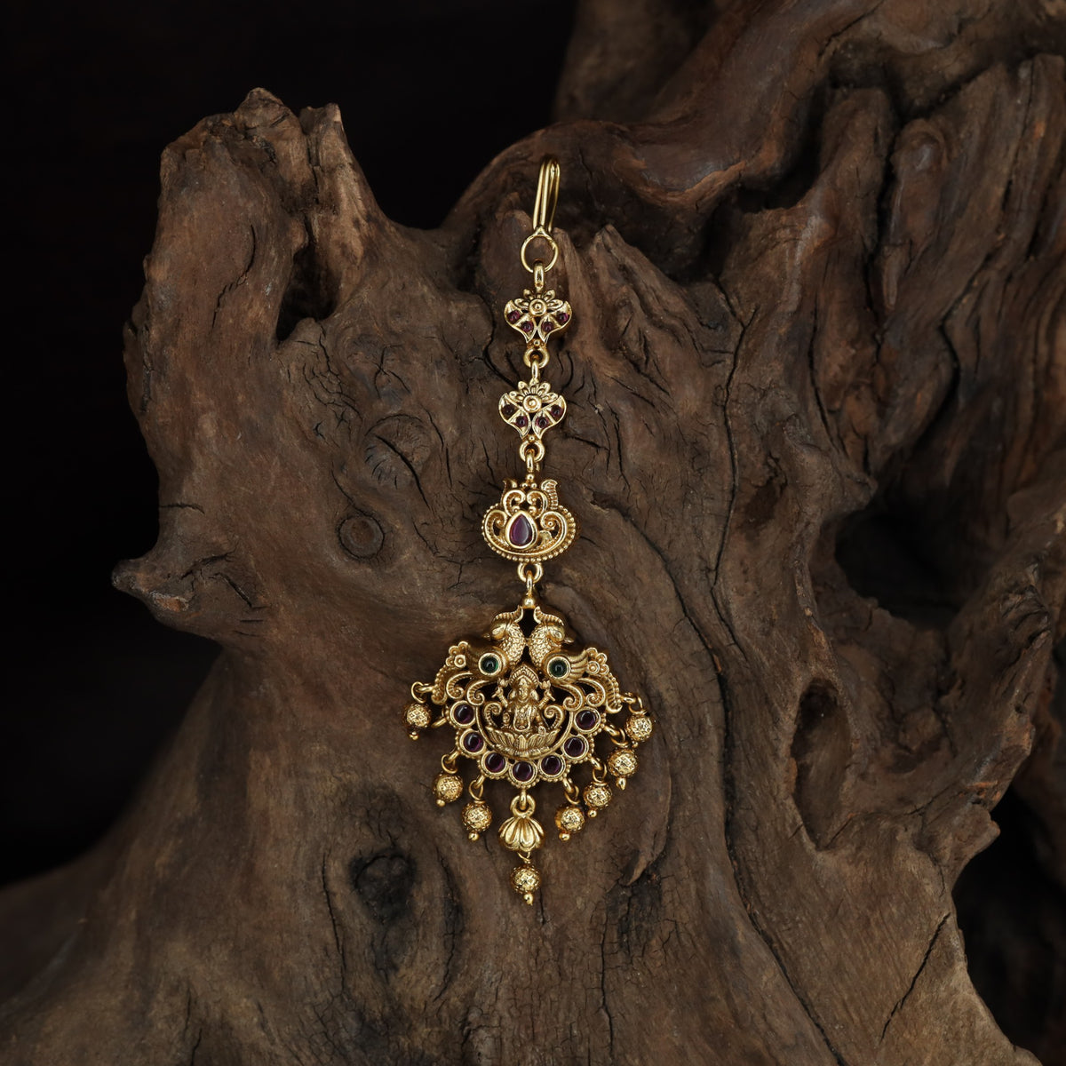 Antique Lakshmi Tikka with Lotus Motif