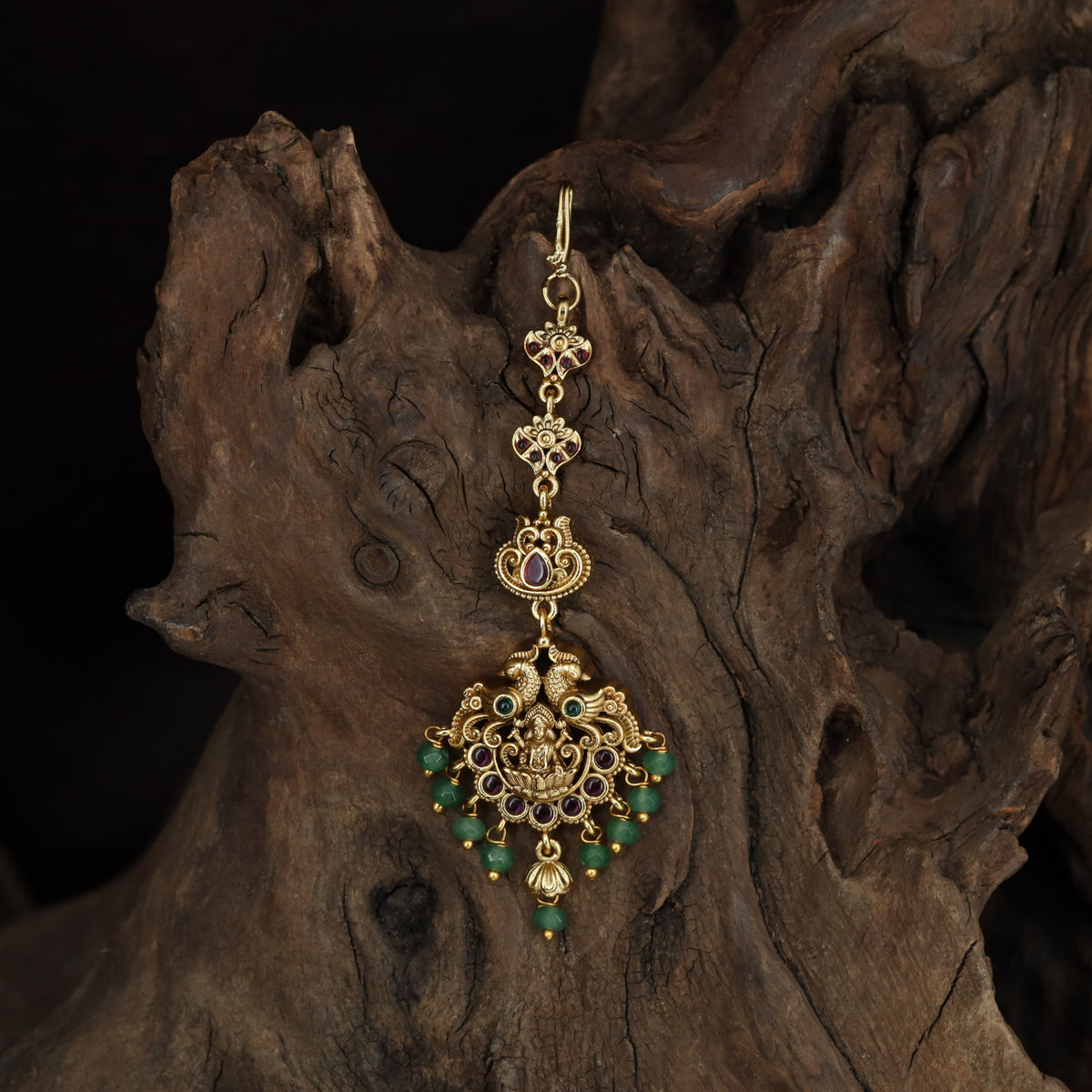 Antique Lakshmi Tikka with Lotus Motif