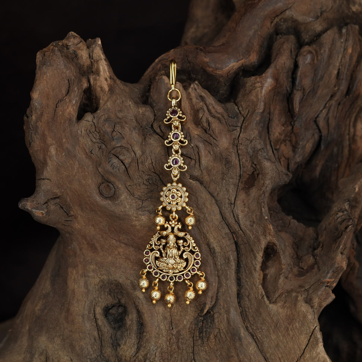 Antique Lakshmi Tikka with Sculpted Motif