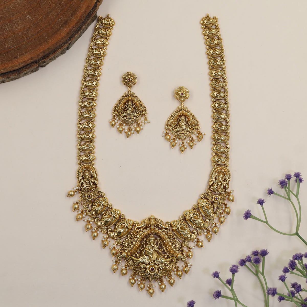 Antique Long Haara with Ganesha & Divine Motifs