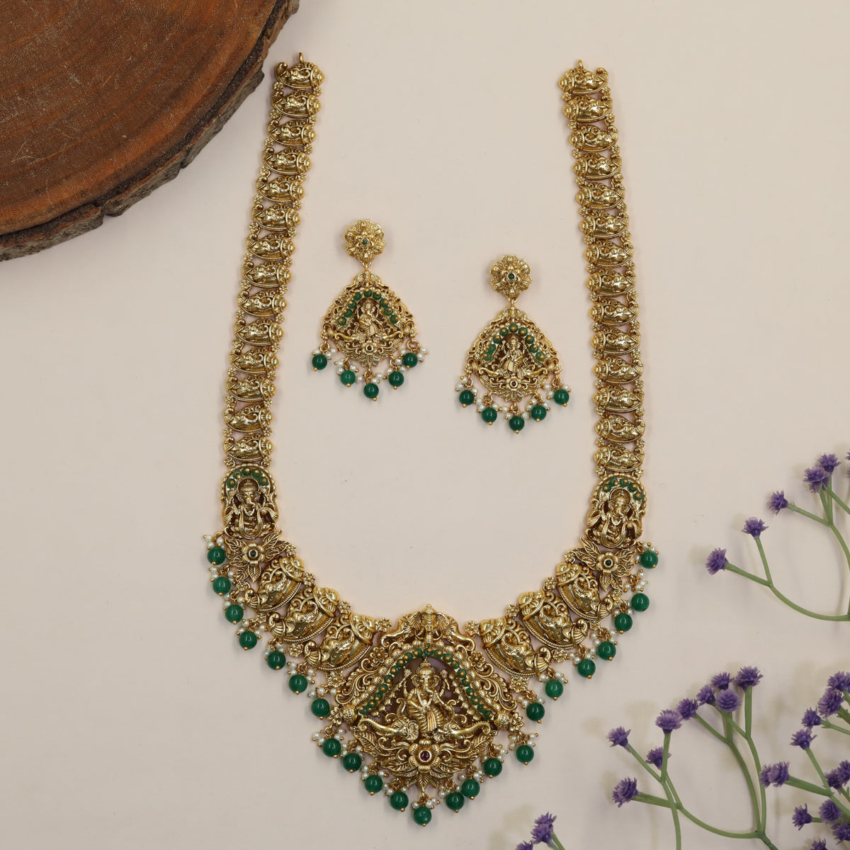 Antique Long Haara with Ganesha & Divine Motifs