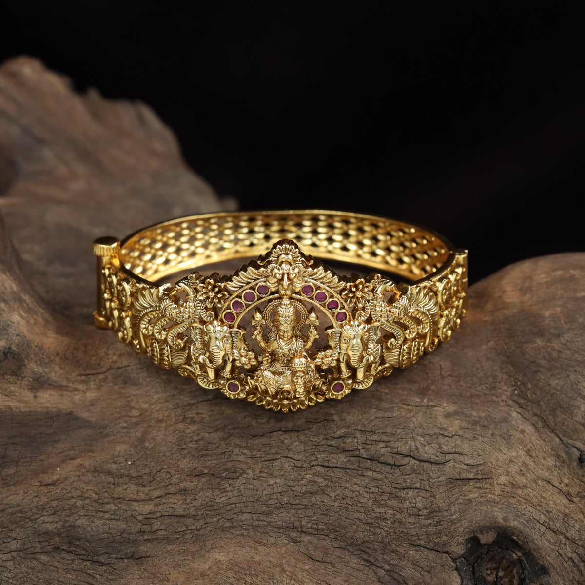 Regal Antique Kadas Showcasing Lakshmi, Elephant Figures And Intricate Ornamentation