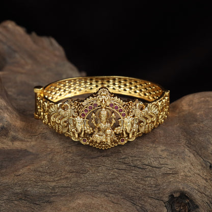 Regal Antique Kadas Showcasing Lakshmi, Elephant Figures And Intricate Ornamentation
