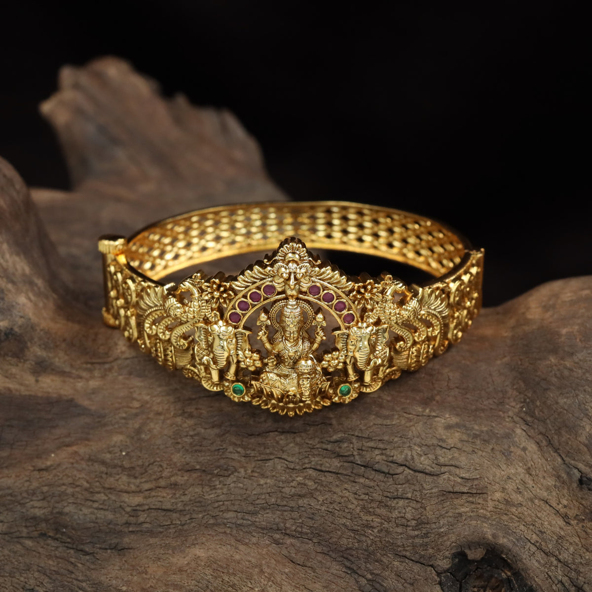 Regal Antique Kadas Showcasing Lakshmi, Elephant Figures And Intricate Ornamentation