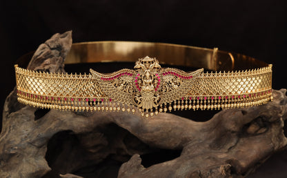 Premium Antique Dabu Featuring Central Lakshmi, Sculpted Elephants And Decorative Borders