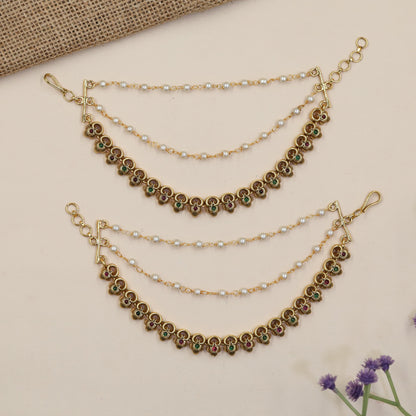 Antique Mati with floral links and delicate pearl strands