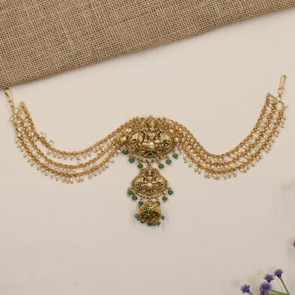 Antique Jade Bille + Mati with Lakshmi pendant and cascading bead strands