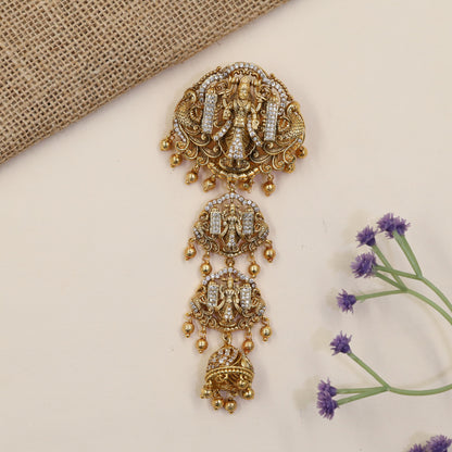 Venkateshwara Jade Bille featuring sculpted deity panels and graceful hanging drops