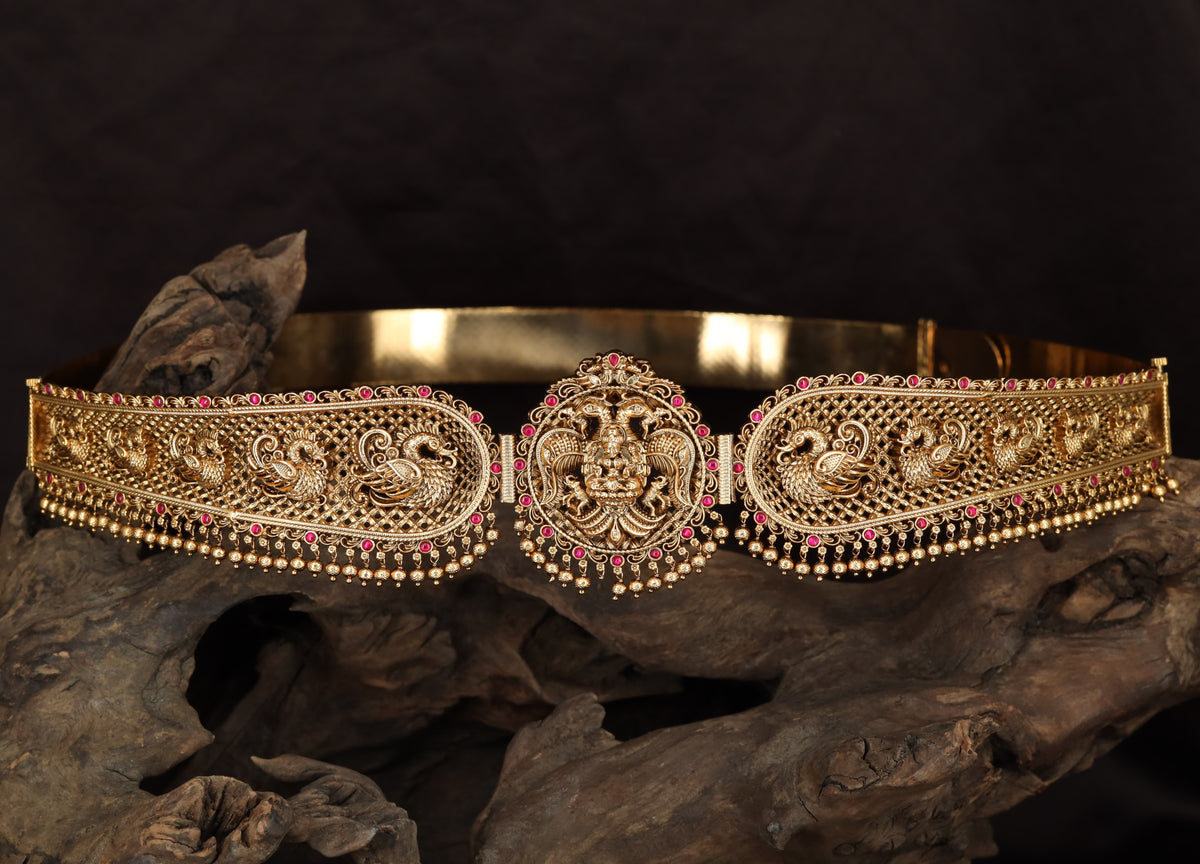 Antique Dabu designed with Ganda Berunda artistry, peacock figures and intricate borders