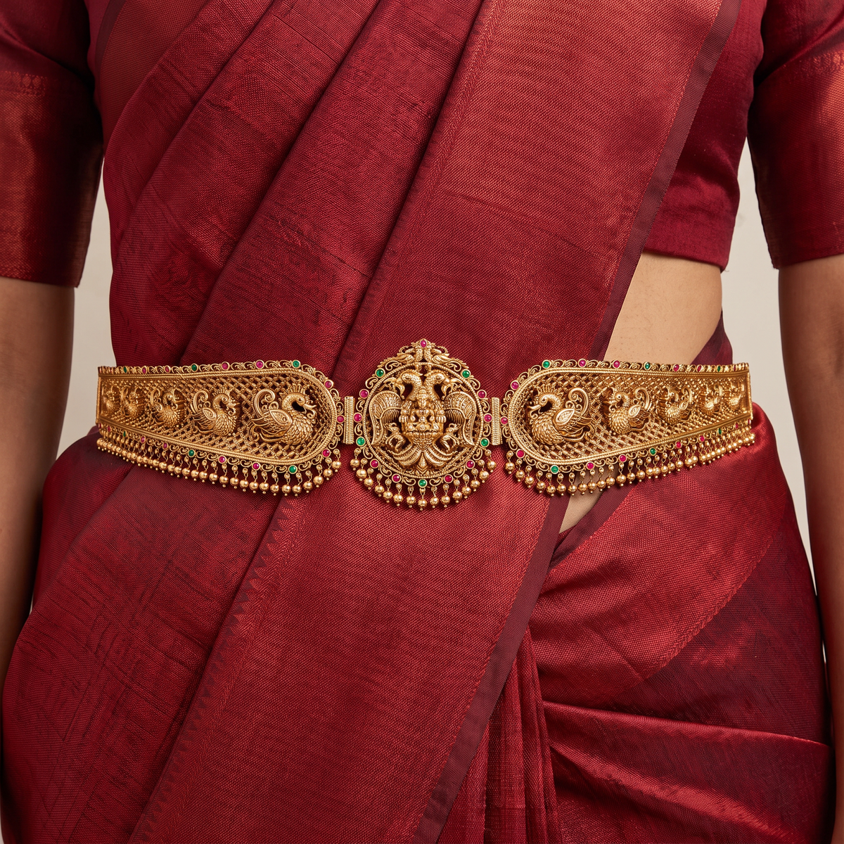 Antique Dabu designed with Ganda Berunda artistry, peacock figures and intricate borders