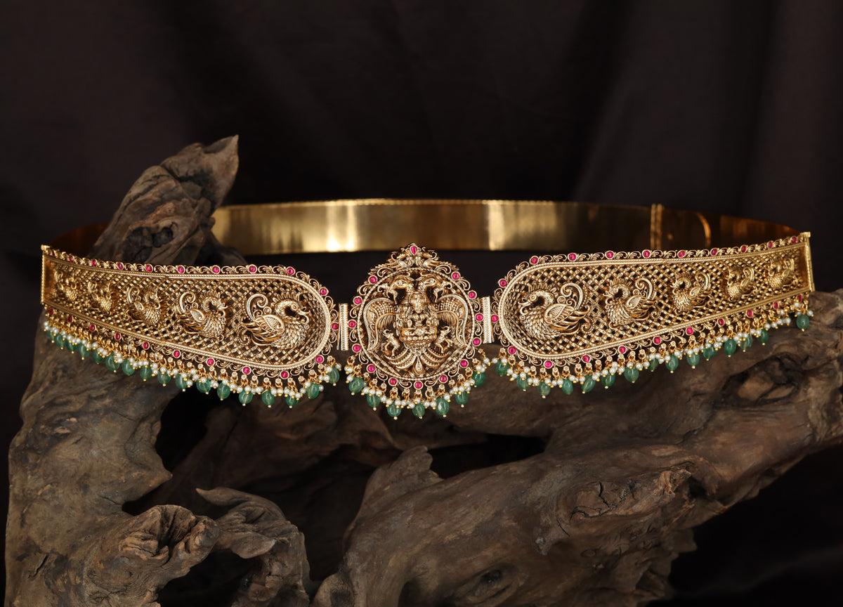 Antique Dabu designed with Ganda Berunda artistry, peacock figures and intricate borders