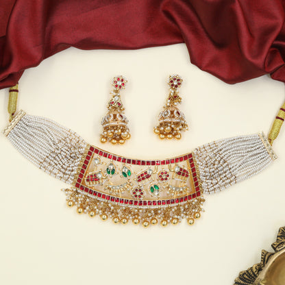 Botanical Jadau Beads Choker Set