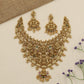 Grand Antique Necklace featuring Lakshmi artistry framed by elephants and peacock figures