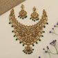 Grand Antique Necklace featuring Lakshmi artistry framed by elephants and peacock figures