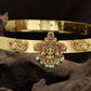 Antique Dabu waist belt with Lakshmi, peacock and ornate temple detailing