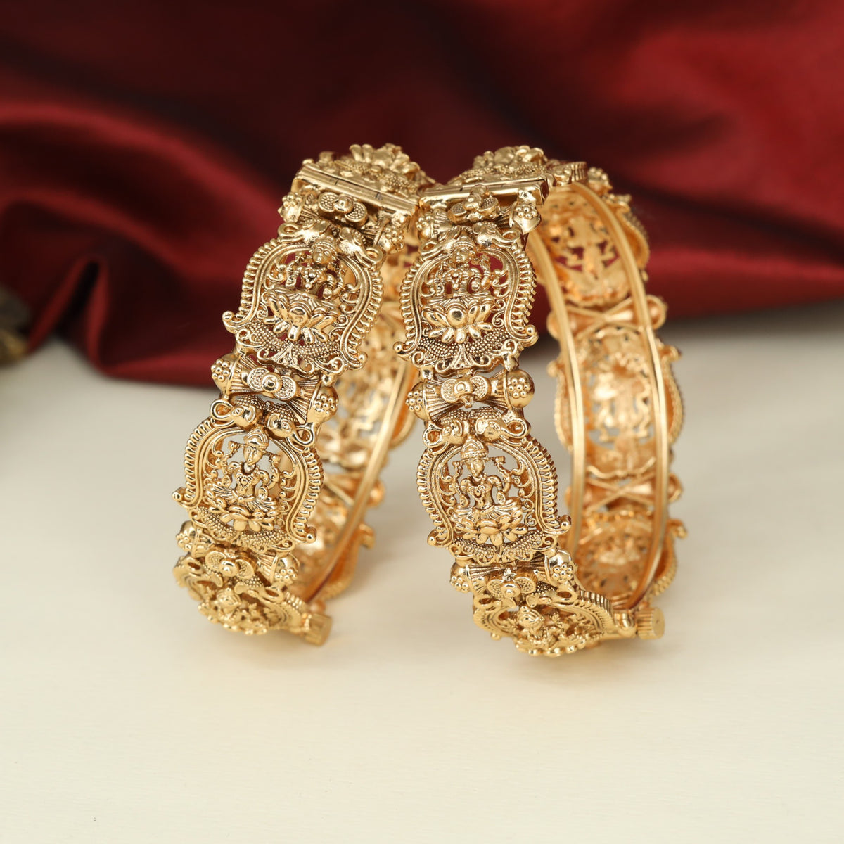 Antique Bangless with Lakshmi Panels and Ornamental Floral Detailing