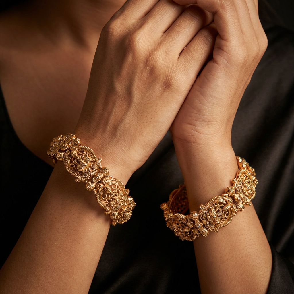 Lakshmi Arch Antique Bangles with Floral Scrollwork
